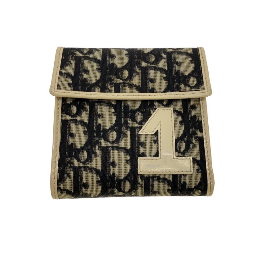 Christian Dior◇トロッター/2つ折り財布/PVC/IVO/総柄/レディース