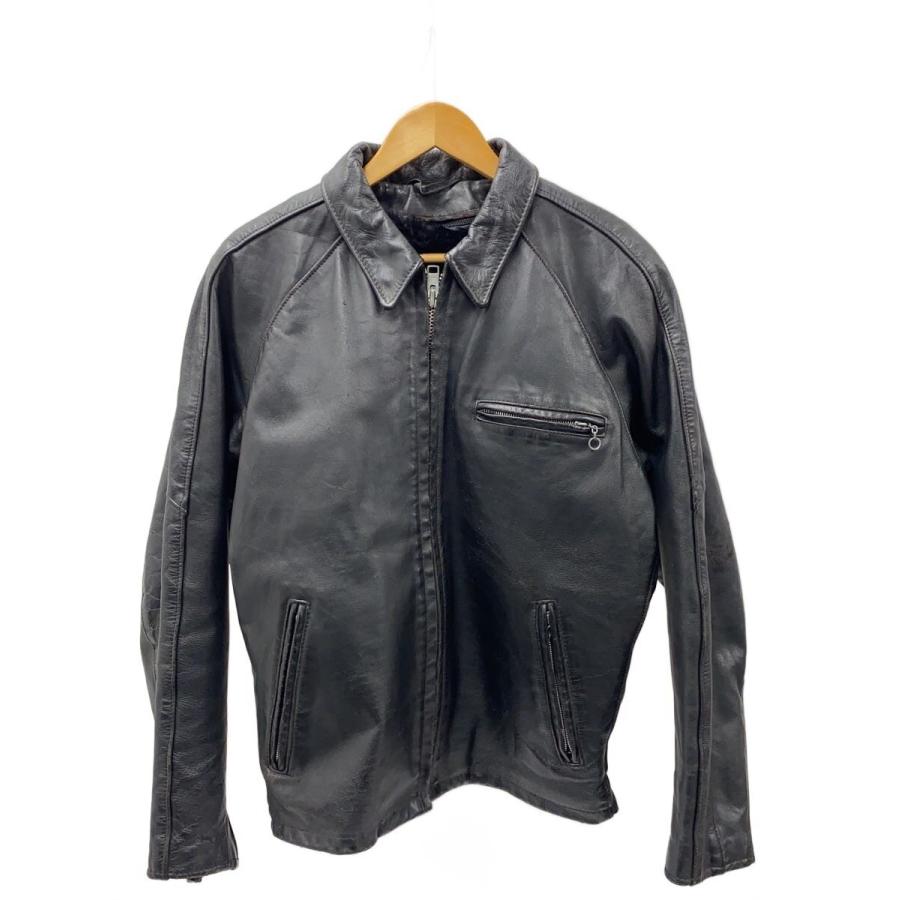 Schott ブラックレザーシングルライダースジャケット USA製