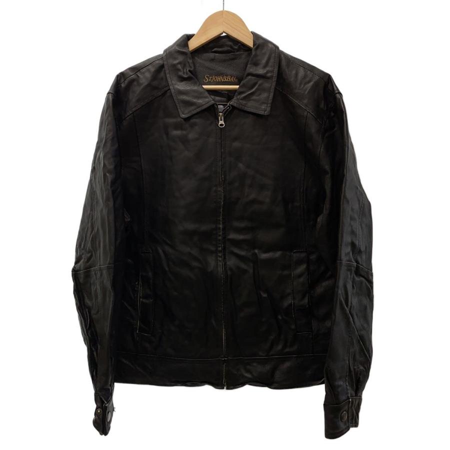 ST JOHN'S BAY◇90s/襟付/ジップアップ/レザージャケット/ブルゾン/L