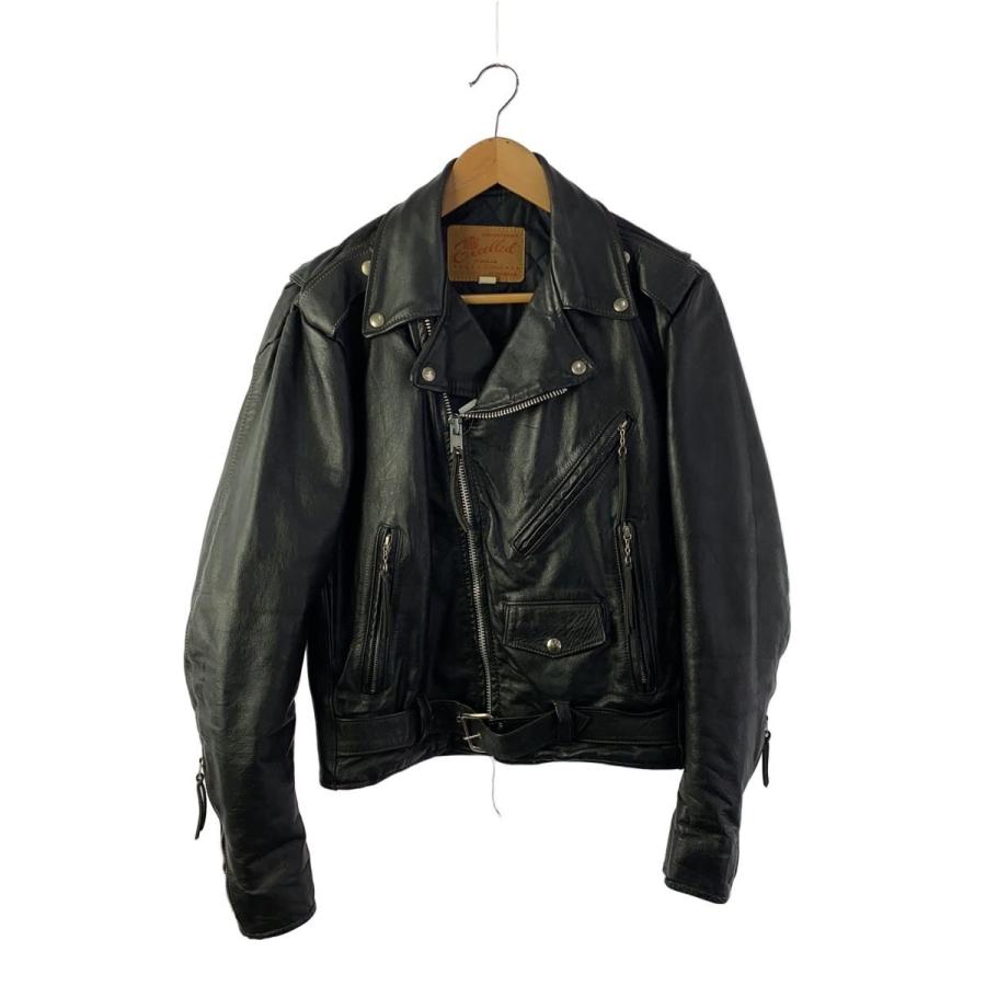 excelled◇ダブルライダースジャケット/36/レザー/BLK : セカンド