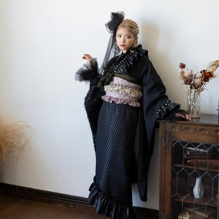 新作】振袖フルセット/DK-002B/Ryusa rose/リューサローズ/ブラック