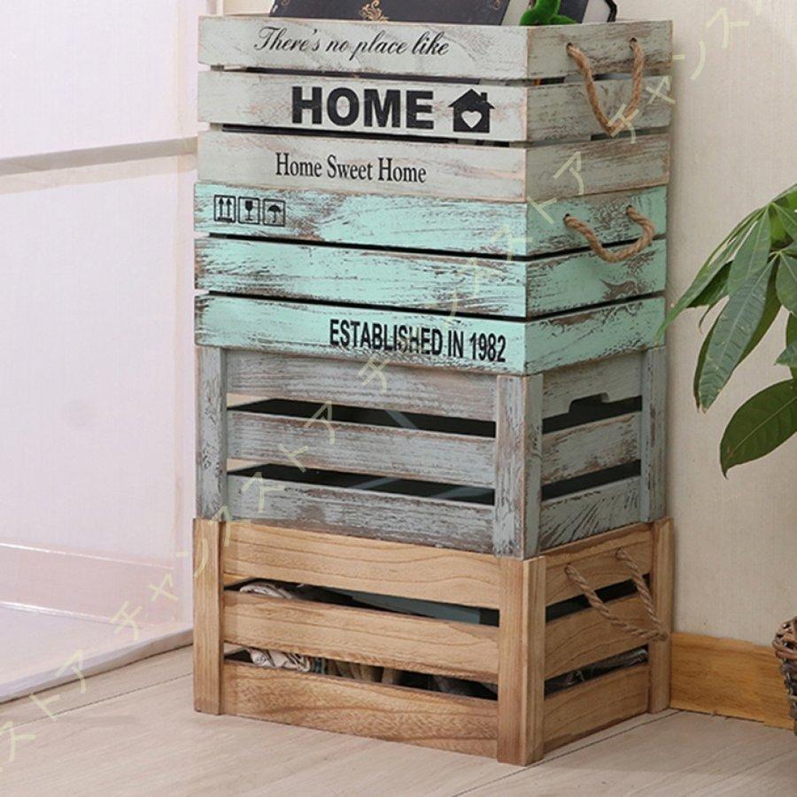 木製収納ボックス 大容量 A4 書類 雑誌 新聞 ヴィンテージ風 桐製