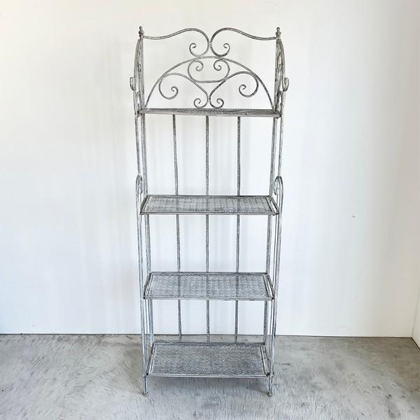 ミハス・フォーティアシェルフ/棚/白/アイアンと木製の4段シェルフ