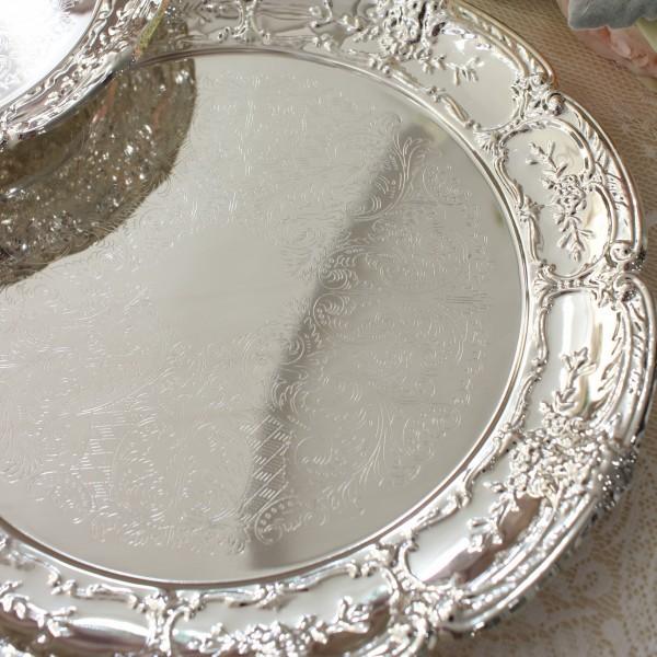 ラウンド シルバープレート スモール シルバートレー トレイ シルバー
