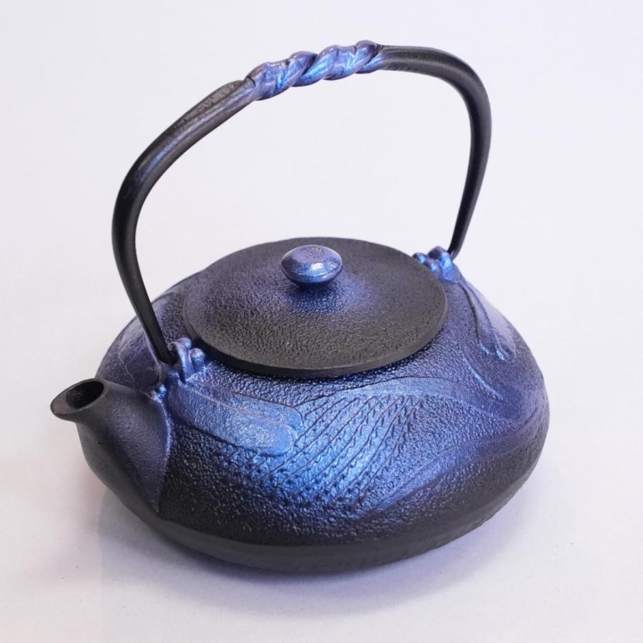 南部鉄器 及富 鉄瓶兼用急須 蜻蛉 瑠璃色 0.5L 南部宝生堂 岩手県奥州