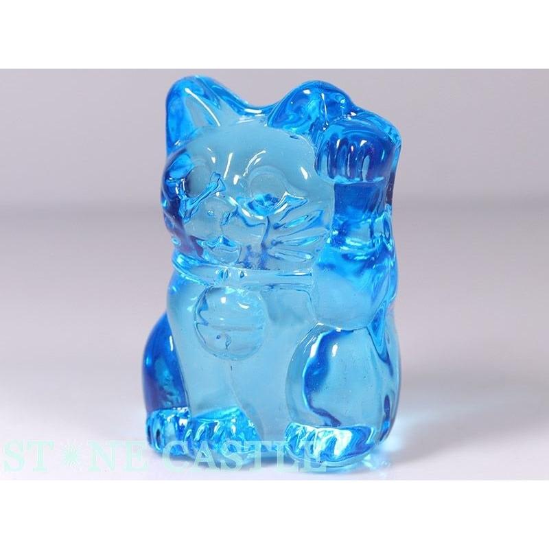 石流通センター 天然石 彫刻置物 招き猫 クリスタルガラス (小) 各色