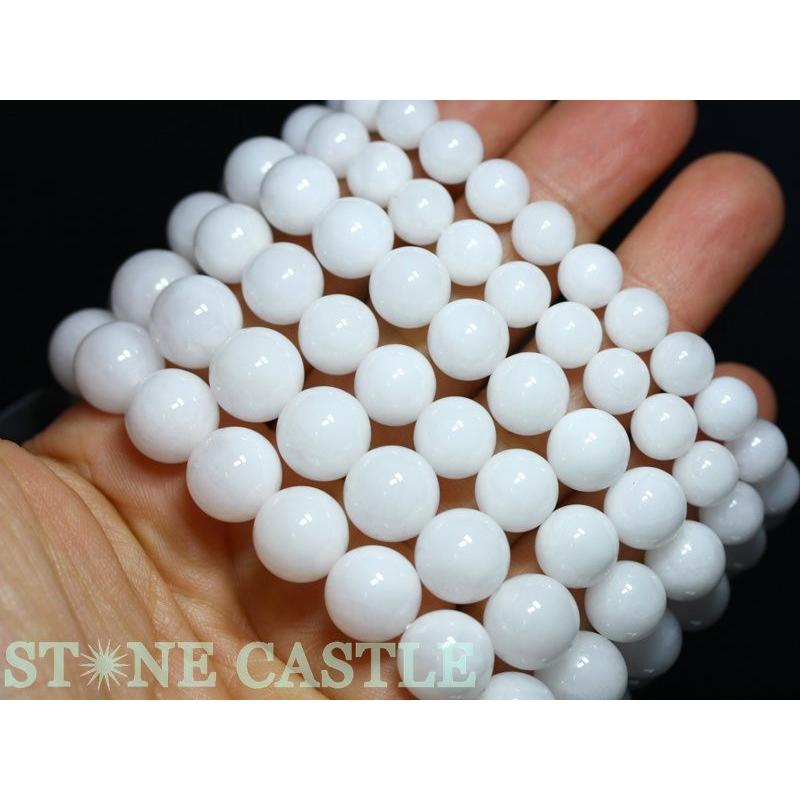 高品質 天然石 ブレスレット H&E社製 ホワイトアゼツライト (約8mm