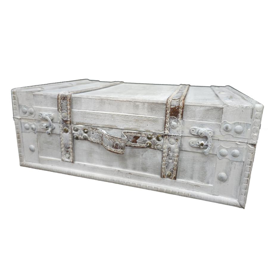 ストア・エキスプレス 木製シャビーシックトランクボックス ホワイト