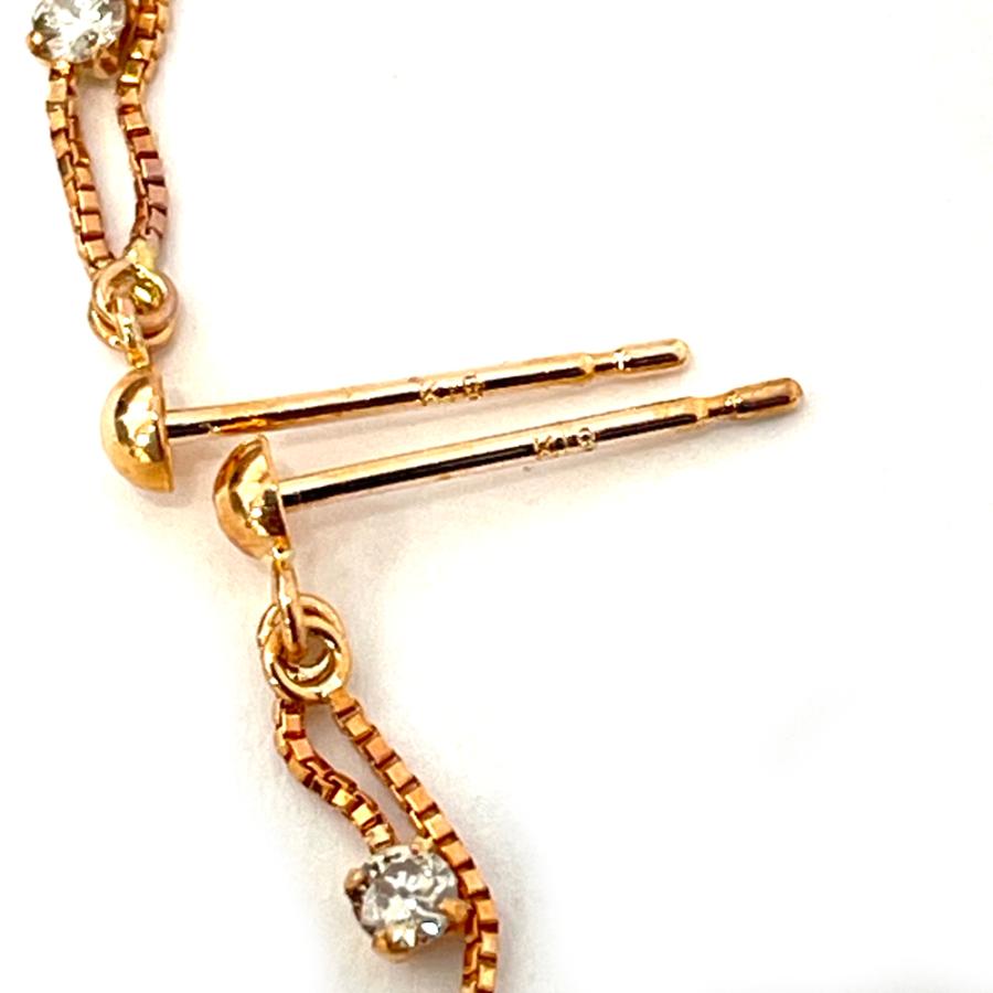 Jun」 K18PG ダイヤピアス 0.05 0.05 K18PG ダイヤ ピアス D0.05ct×2