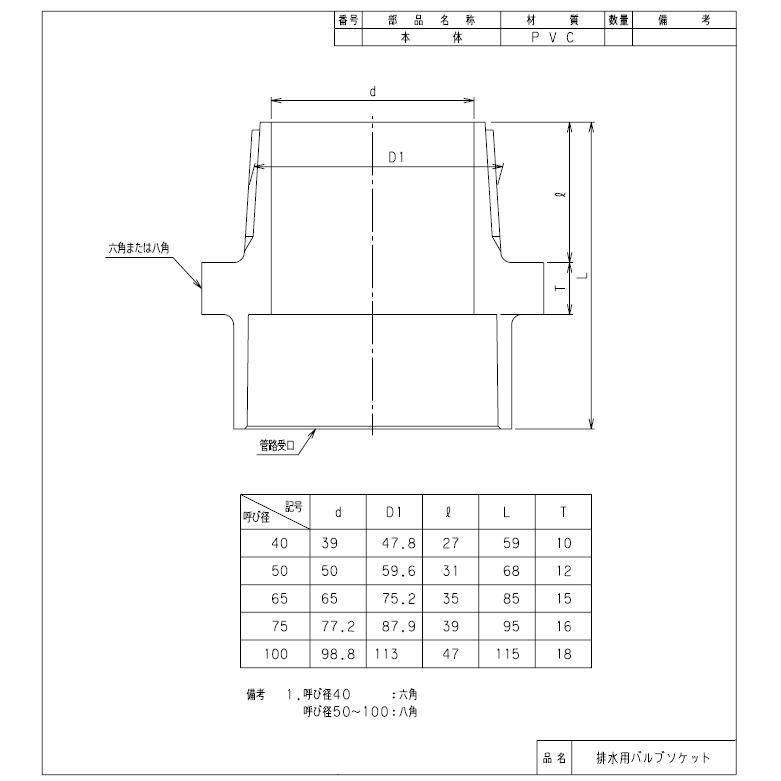 DV継手,DVバルソケ,排水バルブソケット(呼び40A,R1-1/2塩ビネジ)排水