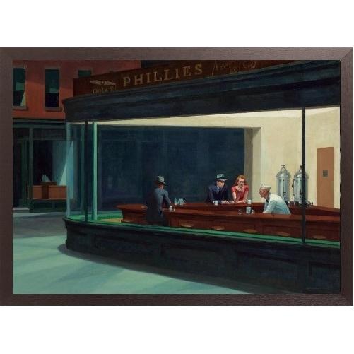 エドワード・ホッパー ナイトホークス ポスター 木製アートフレーム付