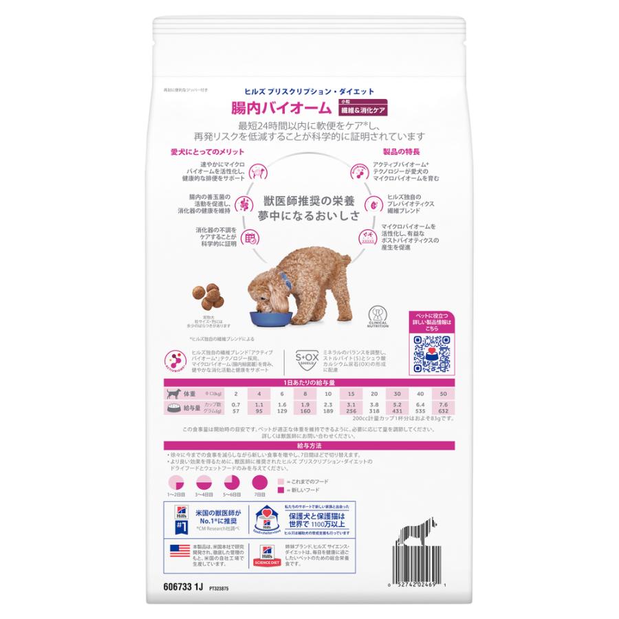ヒルズ 食事療法食 犬用 腸内バイオーム 繊維＆消化ケア 小粒 ドライ