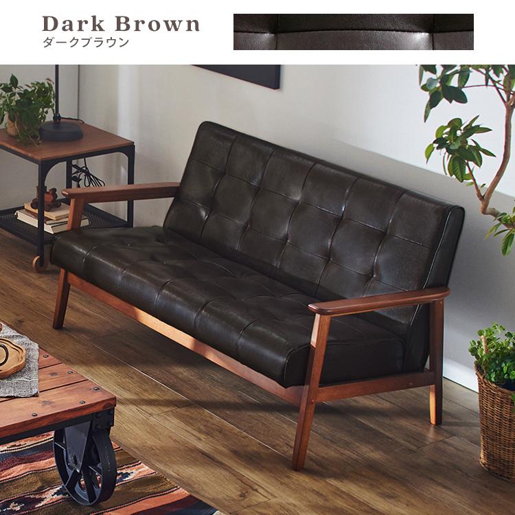 ソファー 2人掛け レザー調 レトロ ヴィンテージ風 おしゃれ