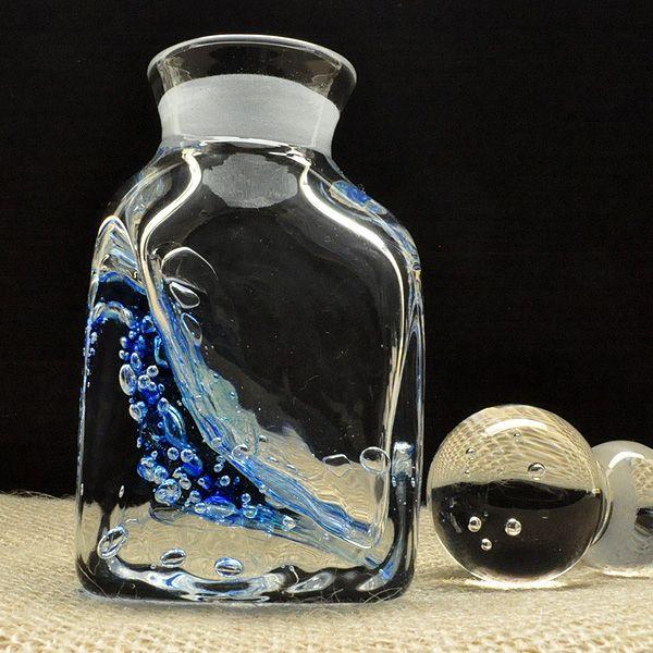 インク壺 Pent ペント by 色工房 渓流 レクタングル 碧 あお ガラス