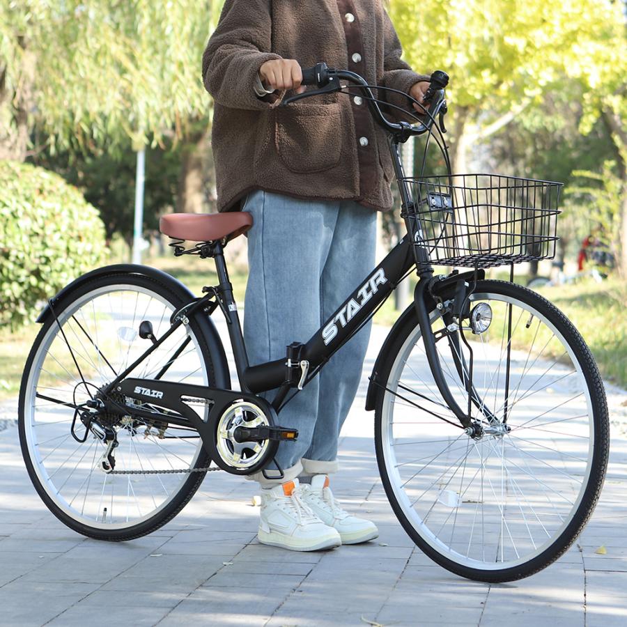 折りたたみシティサイクル 折りたたみ自転車 シマノ製6段変速 26インチ