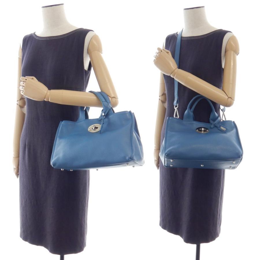 美品】 かねまつ メッシュ ショルダーバッグ ブルー 2way イタリア製