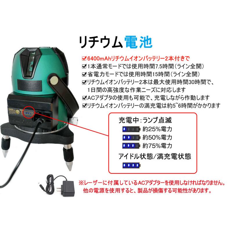 SOZOKI 5ライン電子整準グリーンレーザー墨出し器【受光器+三脚セット