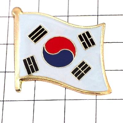 バッジ 韓国 国旗 KOREA ピンバッジ◇韓国 国旗デラックス薄型キャッチ