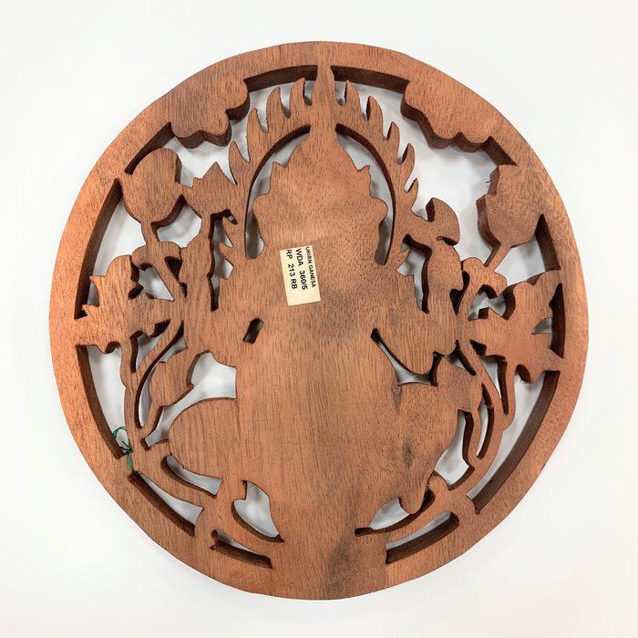 ガネーシャ レリーフ 25×24cm 夢 ゾウ 置物 バリ雑貨 木彫 円 丸形