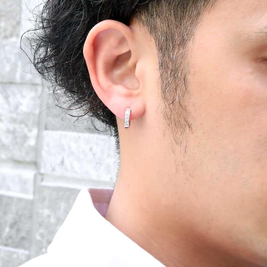 フープピアス メンズ ピアス プラチナ 誕生石 2月 アメジスト 片耳 中