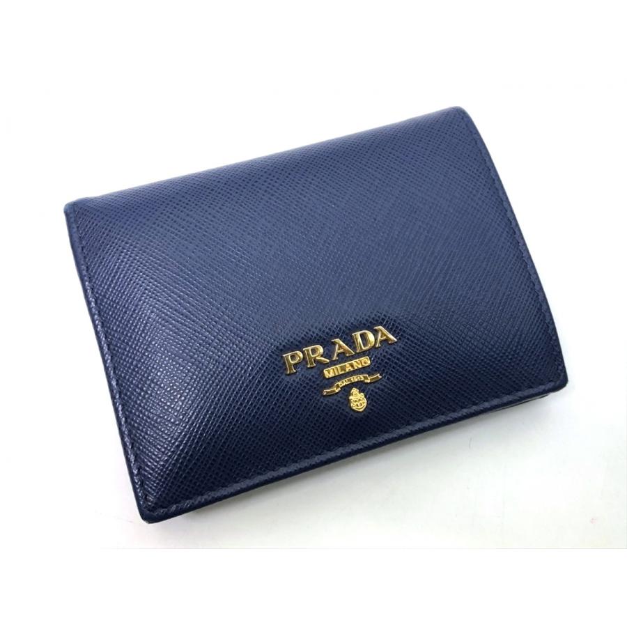 PRADA 二つ折り財布 ネイビー セール PRADA プラダ 財布 二つ折 二つ折