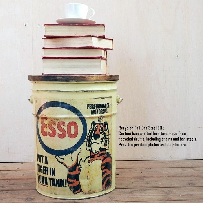 ペール缶スツール Esso [エッソ] 収納付き椅子 リメイク家具 オイル缶