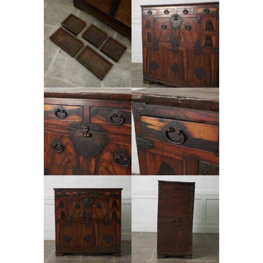 IZ91437F☆李朝家具 飾り棚 キャビネット 李朝棚 時代箪笥 天然木 収納