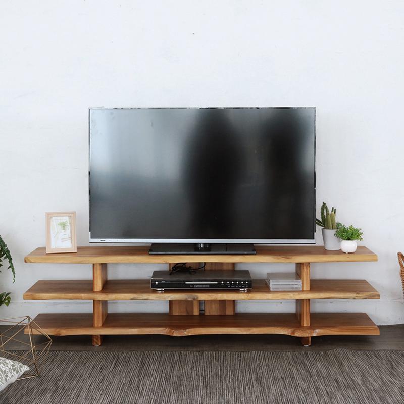 テレビ台 テレビボード 天然木 チーク無垢材一枚板風 ブラウン色 幅150
