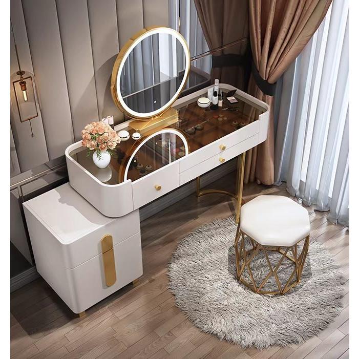 F＆I ドレッサー おしゃれ 自社製品 北欧風 鏡台 オシャレ お姫系 LED