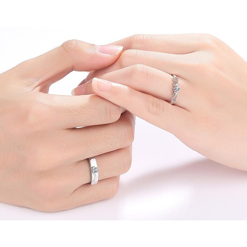 RainbowGirl ペアリング 指輪 一粒ダイヤ 天使の羽 フリーサイズ