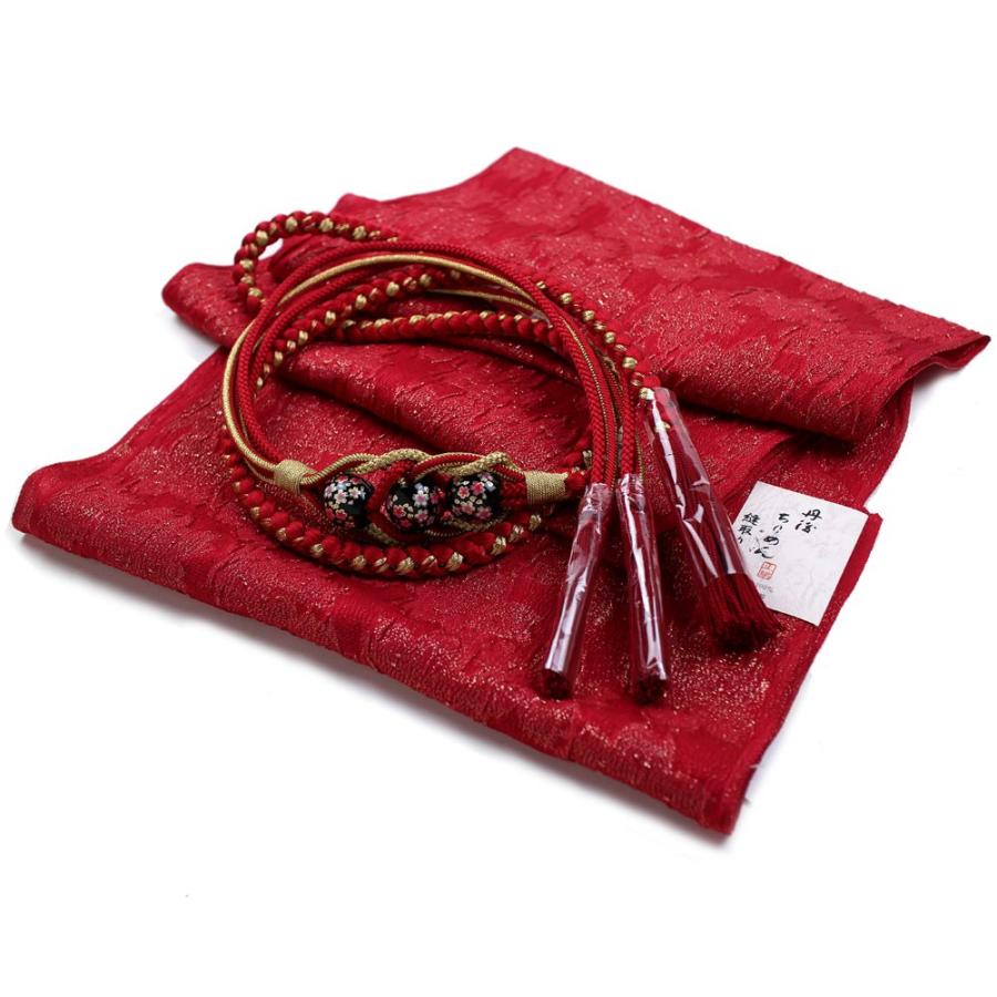 振袖用 帯締め帯揚げセット 赤 帯締め 帯揚げ 帯締 帯揚 総絞り 成人式