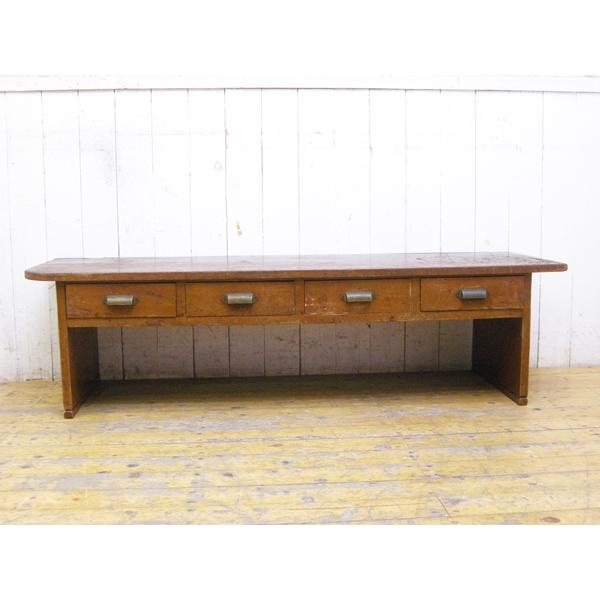 アンティーク・座り机・文机・昭和レトロ・4杯引き出し・W136cm