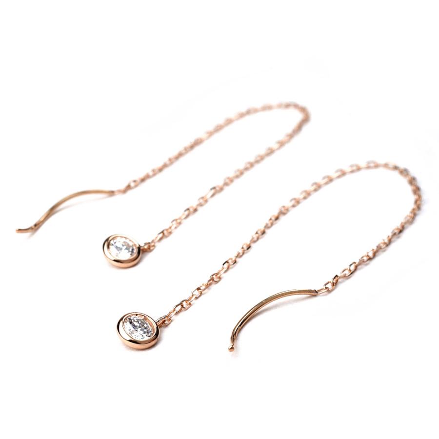 K18 ダイヤモンド チェーン ピアス The pavilion 0.2ct チェーンピアス