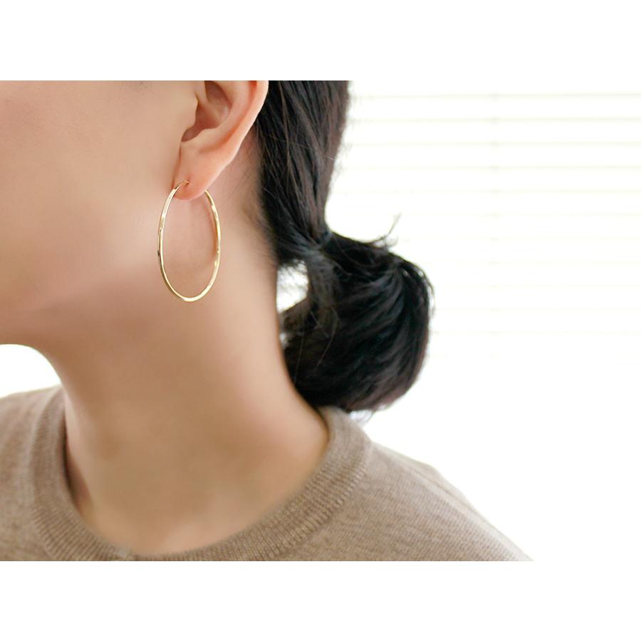 ピアス 18K Nejiri フープ 45 ひかり。地金 18Kピアス レディース 18金