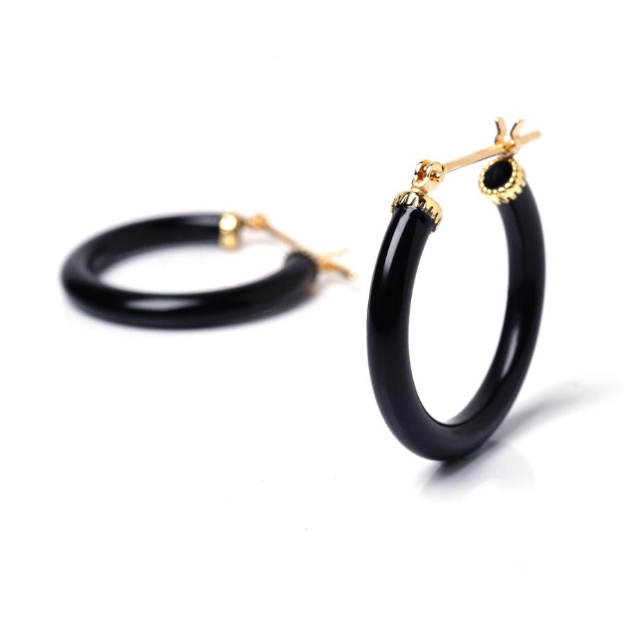K18 オニキス フープピアス 20mm レディース 18k 18金 ゴールド