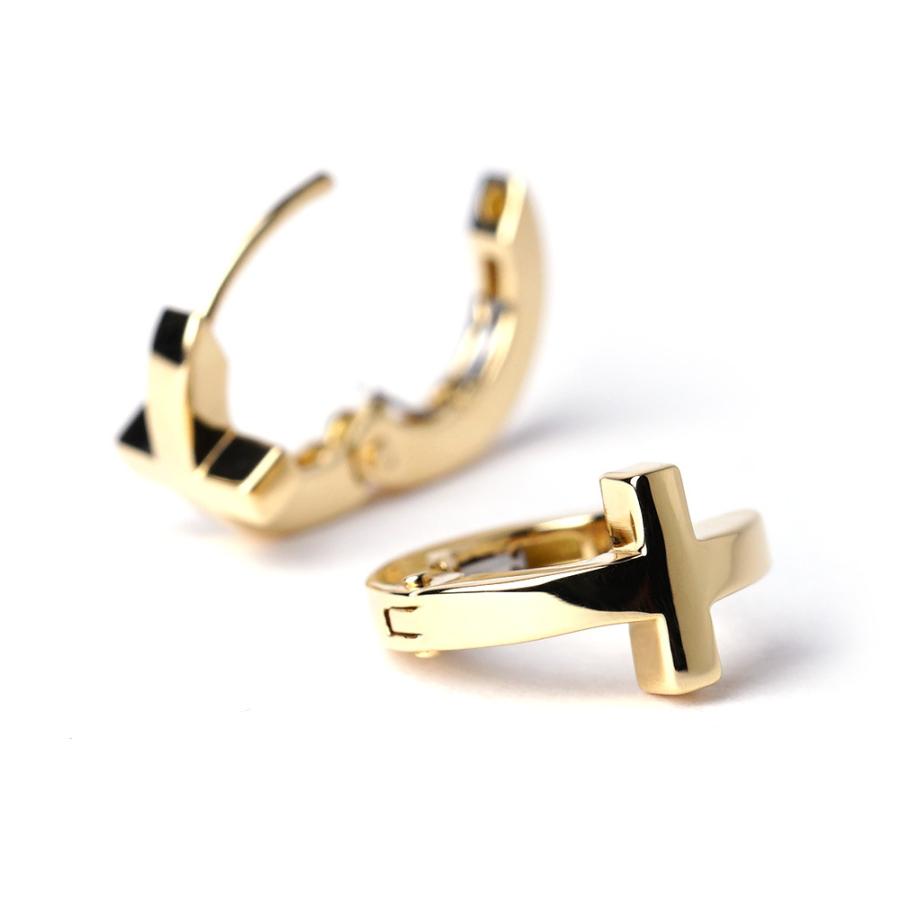 K18 ベイビー クロス フープ ピアス レディース 18金 18k ゴールド 両