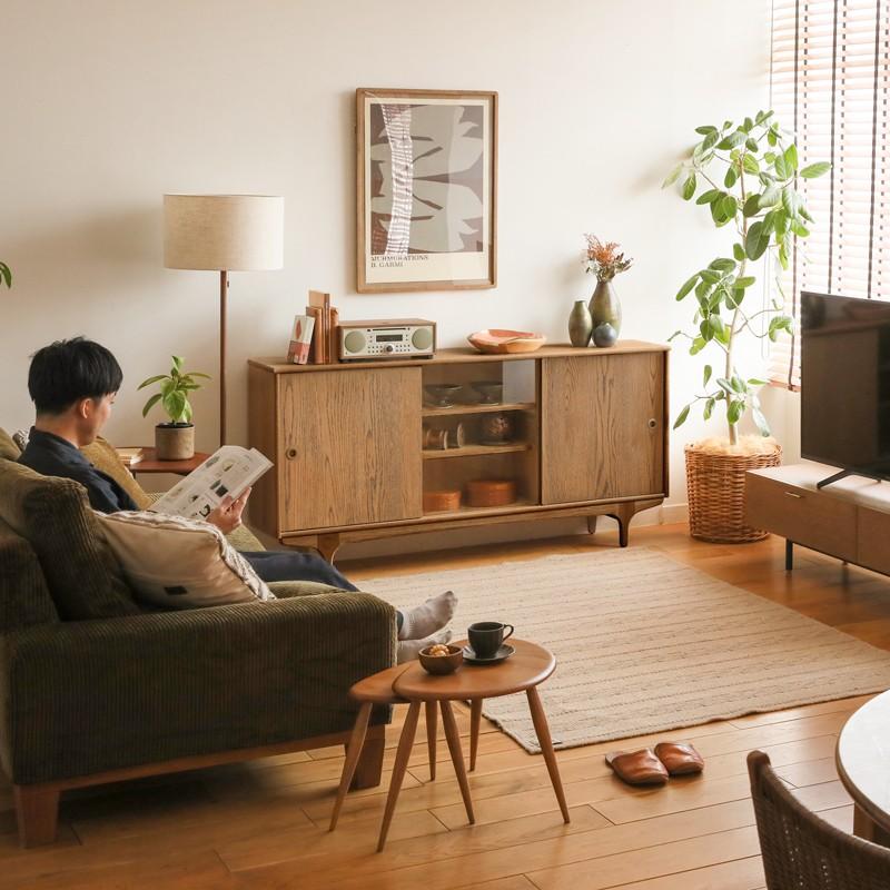 3ドア サイドボード with ガラス silta 幅160cm 高さ79cm キャビネット