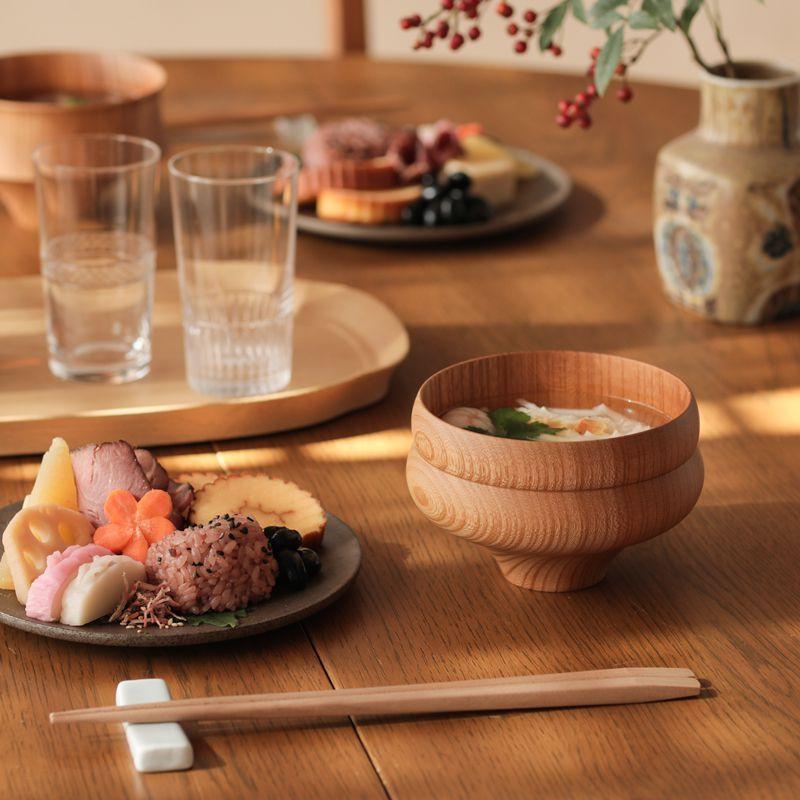 汁椀 TSUMUGI 瓢型 プレーン ブラック ひさご 天然木 欅 けやき 日本製