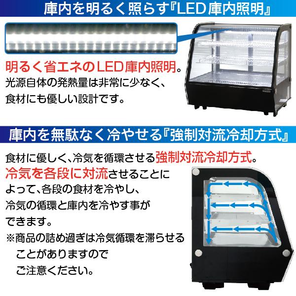 レマコム 冷蔵ショーケース 卓上 対面 160L RCS-T90S2RB 丸型