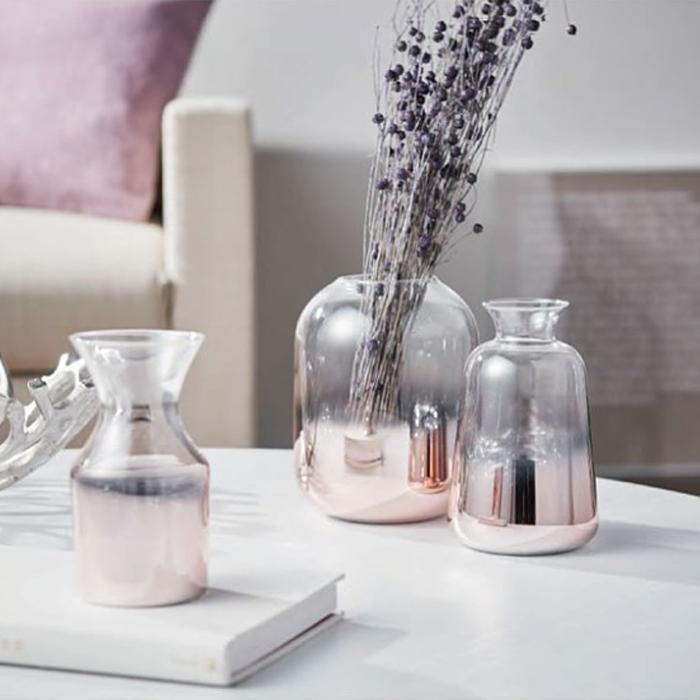 フラワーベース メタリックガラス ピンクゴールド 中 1個 MR-11PG 資材