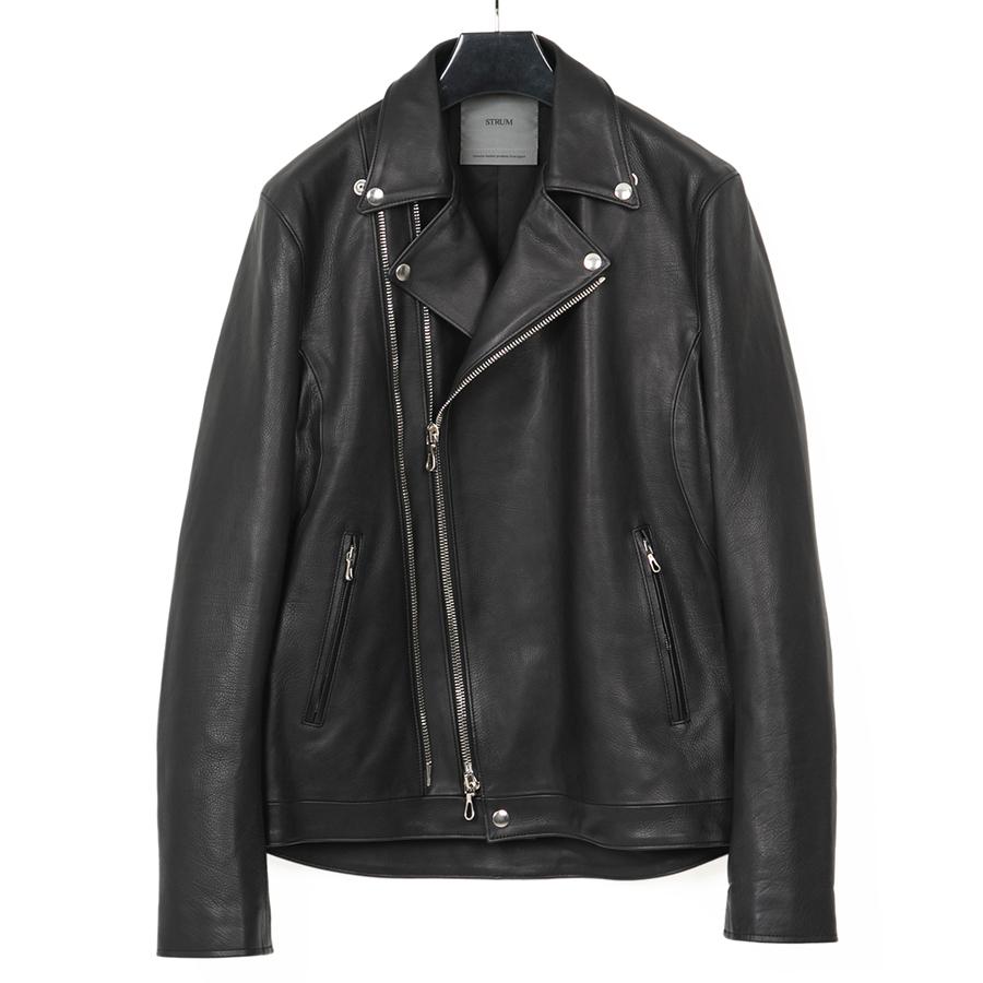 STRUM ラムレザー テーラードジャケット 1 S 黒 レザーライダース