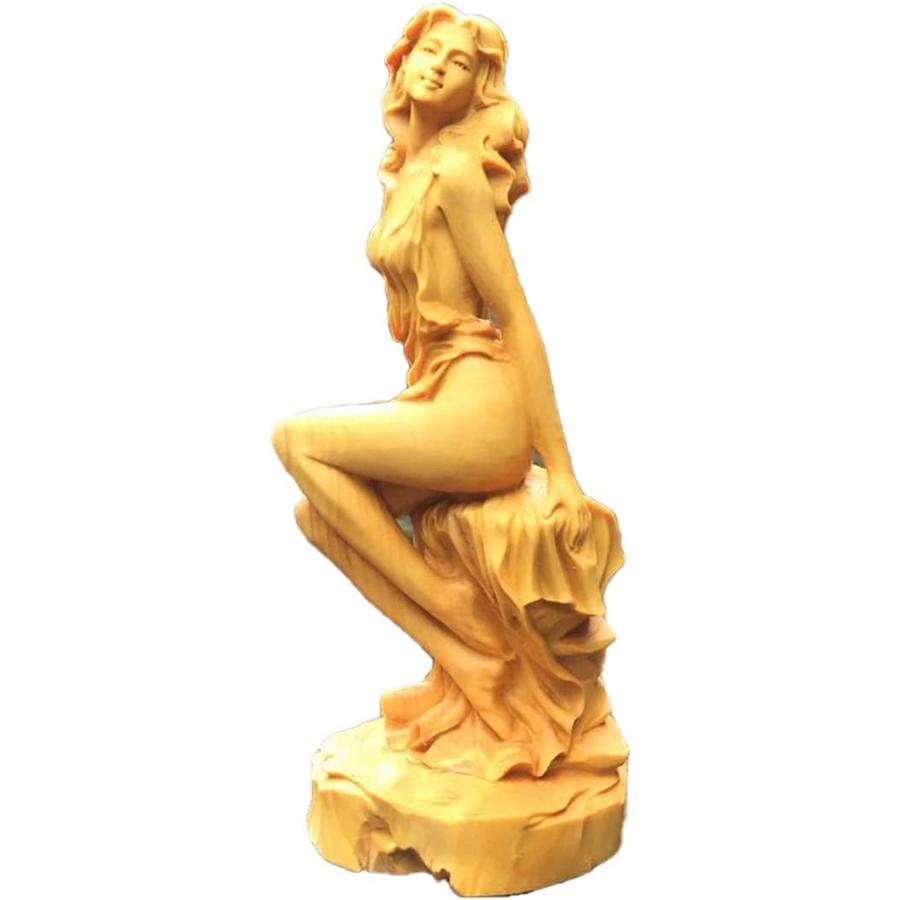 ツゲの木彫り 木彫り彫刻 女神 女性像 女神像 木彫り像 ヌード 木製