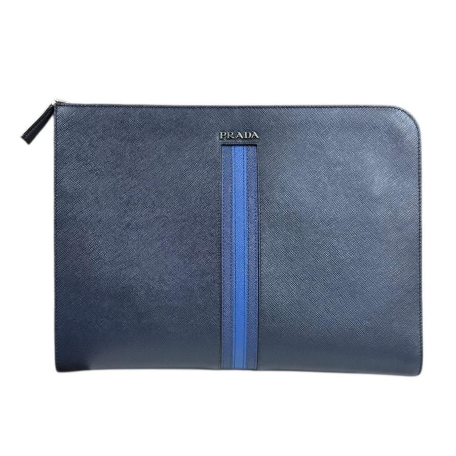 PRADA（プラダ） サフィアーノ クラッチバッグ レザー AV5841 ネイビー
