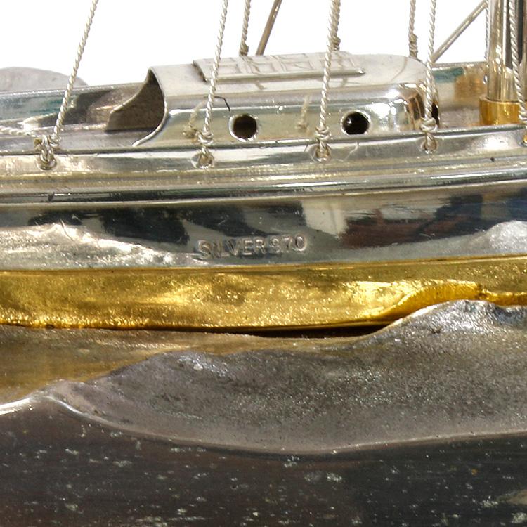 限界値下げ祭2-OF】中古SV970 銀製 船 帆船 置物 ヨット インテリア