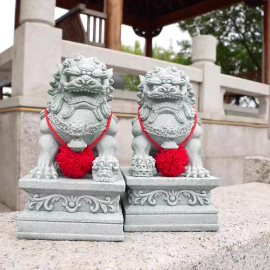 獅子 狛犬 置物 工芸品 オブジェ 優雅 伝統的 運 金運 健康運 出世運