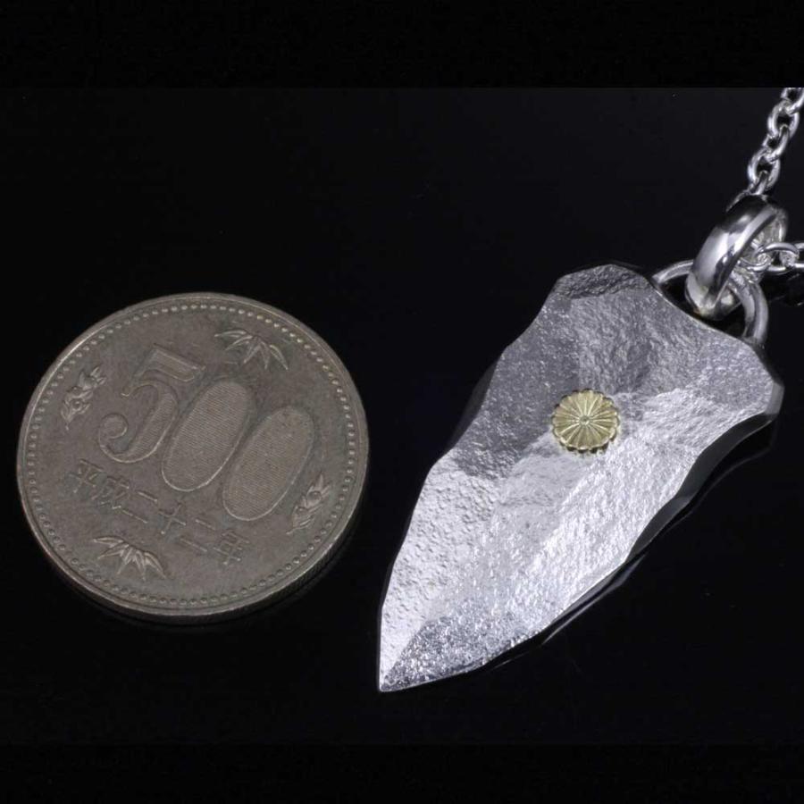 ペンダント ネックレス メンズ シルバー K18 龍頭 岩石 矢尻 菊紋