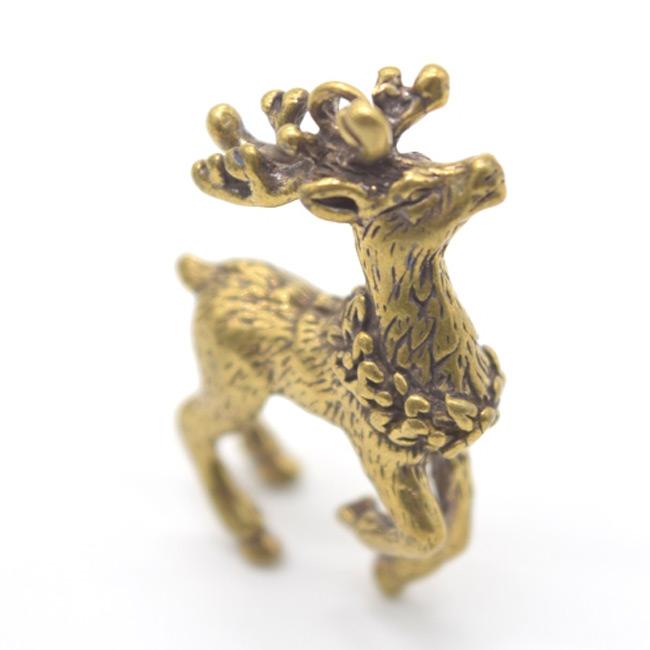 メール便OK】 鹿 シカ 銅製置物 ミニチュアサイズ 風水インテリア 3.5