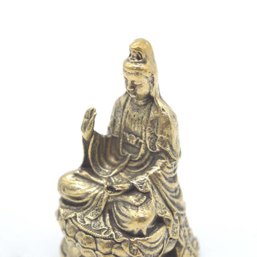 観音様の置物 仏像フィギュア 座像 金属製 ミニサイズ 6cm : 横浜中華