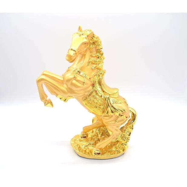馬 置物 縁起物 午 樹脂製 金色 32cm うまくいく 十二支 : 横浜中華街