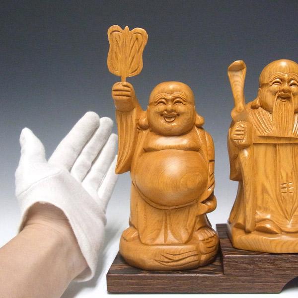 木彫り 七福神 台付きセット 置物 桧製 : 仏像と縁起物の専門店 龍祥